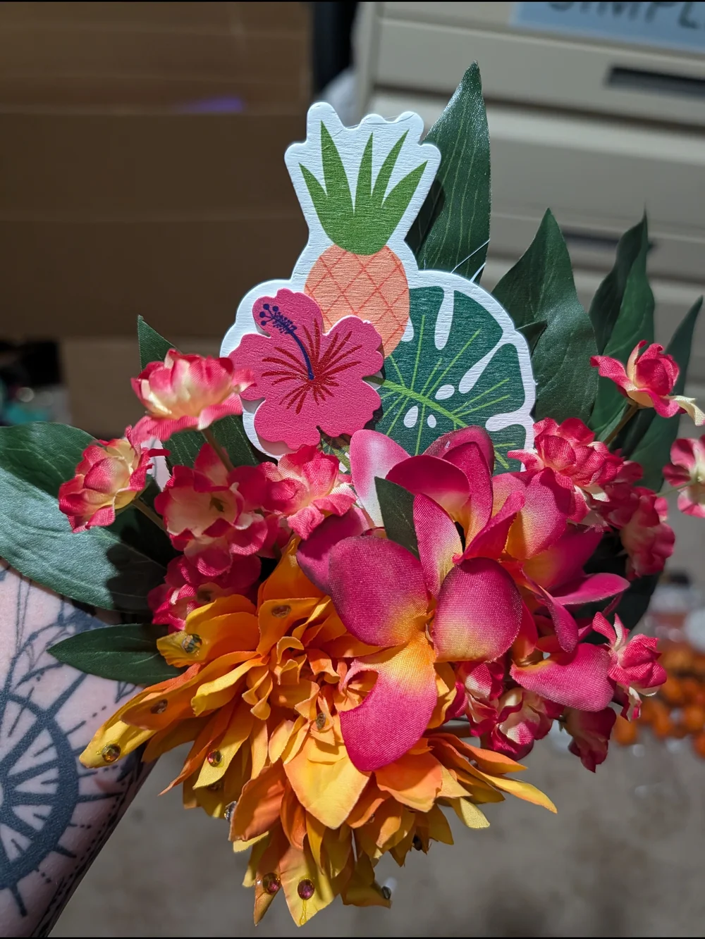🧡💖Vibrant Orange & Pink Tropical Hair Flower